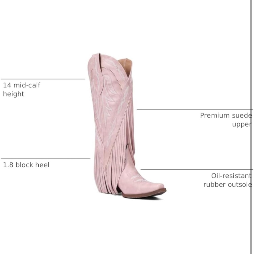 Pink Fringe Western Boots - Picture 6 of 8